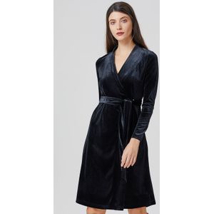 Fluwelen wikkeljurk met V-hals