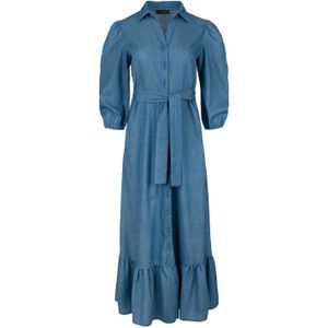 Jurk - Denimstijl - Katoen - Met Ruches