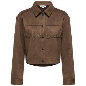 Only Lva ls faux suede frill jacket cognac