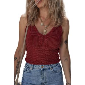 Gebreid Kabel V-hals Tanktop
