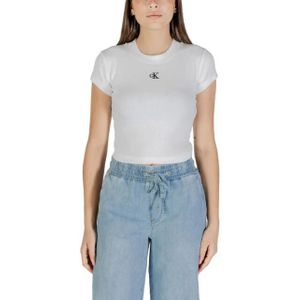 Calvin Klein - Printed Round Neck T-shirt - Wit - Katoenmix