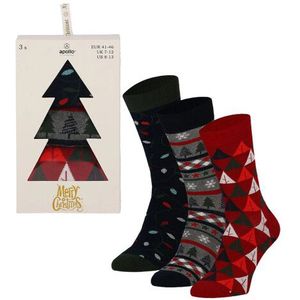 Apollo Heren kerstsokken giftbox 3-pack print