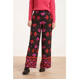 Smashed Lemon - 24538 - Broek - Zwart - Fuchsia en Rode Grafische Print