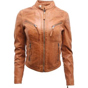 Dames - Slim-fit - Leren Bikerjack - Maldon