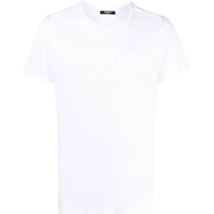 Balmain - Reliëflogo - T-shirt - Wit