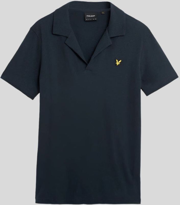 Lyle & Scott - Linnen Revere Kraag Poloshirt - Donker Marineblauw