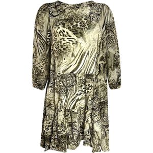 Inoa Makucha Panthera 1202117 bruine zijden gegolfde gelaagde jurk