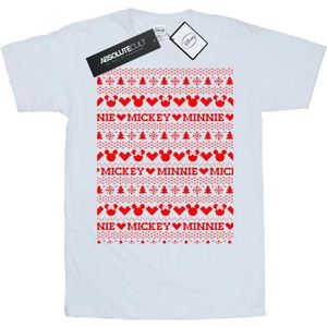 Li-cense Disney dames mickey en minnie kerst fair isle katoenen vriendje t-shirt