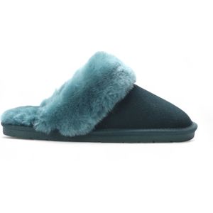 Luna - Muiltjes - Groen Suède - Echt Schapenvacht - Winterpantoffels