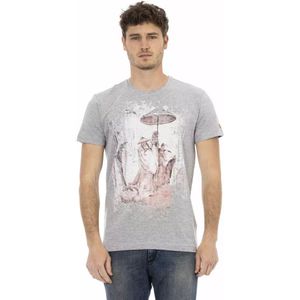 Grijze Graphic T-shirt Casual Stijl