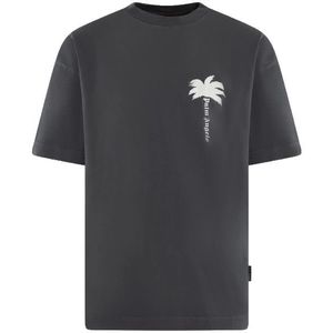 Palm Angels - T-Shirt - Grijs - 100% Katoen - Logo Print