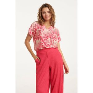 Smashed Lemon - 25073 - Dames Top - Roze en Witte Grafische Print