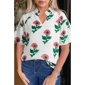 Bloemige V-hals Blouse
