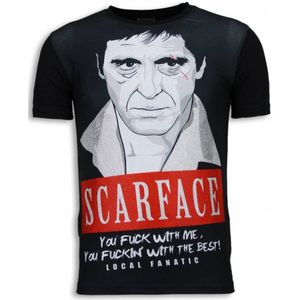 Local Fanatic Scarface red scar digital rhinestone t-shirt