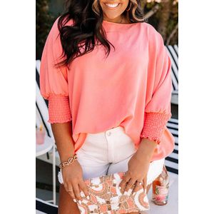 Blouse met Gerimpelde Mouwen Casual Top