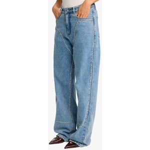 Alix The Label - Spijkerbroek - Denim Blue - Dames - Straight Fit met Studs