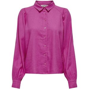 Only Onlcaro ls linen bl puff shirt cc fuchsia