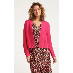 Smashed Lemon 23608 open dikke rib gebreide cardigan in fuchsia