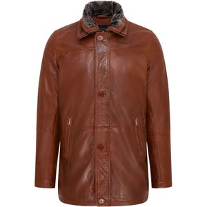 Heren - Tan - Mid-Length - Leren Trenchcoat