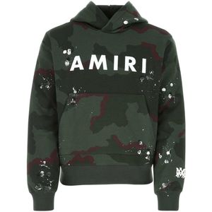 Amiri Logo Camo Groene Hoodie