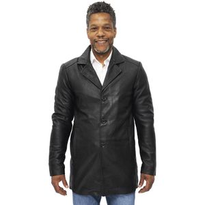 Heren - Cromby Jas - Zwart - Leren Jassen - ¾ Lengte