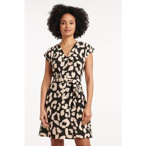 Smashed Lemon - 35106 - Jurk - Dierenprint - Zand met Zwarte Achtergrond