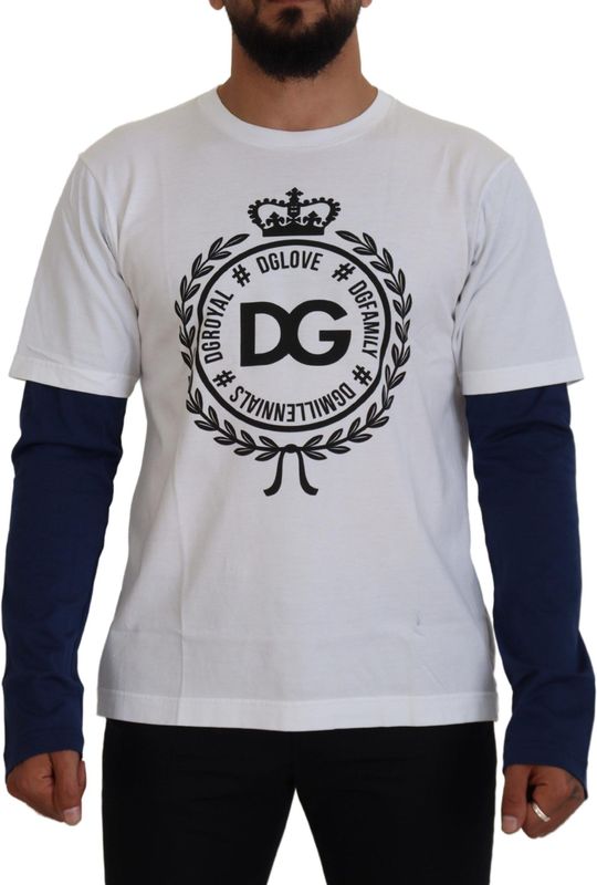 Dolce & Gabbana - Pullover Sweater - Wit en Blauw - 100% Katoen