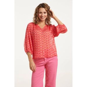 Smashed Lemon 25051 elegante chiffon top met schelpprint |