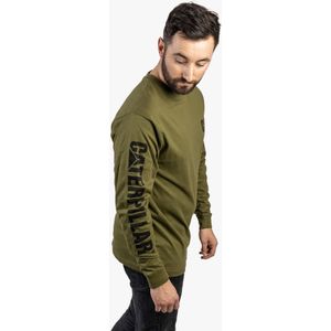 CAT MERK BANIER Heren Katoenen Langsluiting T-Shirt Groen
