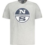 North Sails - Grafisch Katoenen Crew Neck T-Shirt - Grijs - Heren