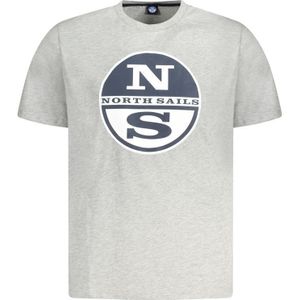 North Sails - Grafisch Katoenen Crew Neck T-Shirt - Grijs - Heren