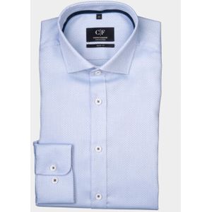 Commander - Cityhemd - Blauw - Body Fit - Lange Mouw