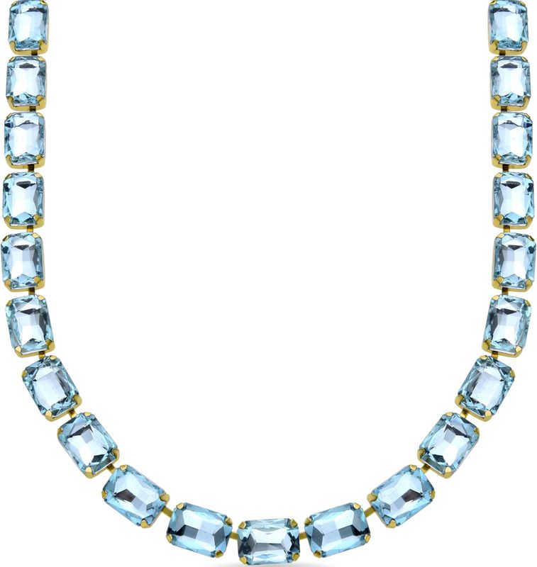 Luxenter - Ankek - Halsketting - Blauw Kristal - 18k Geelgouden Afwerking