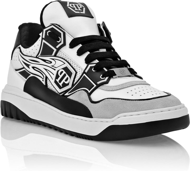 Mix Lederen Lo-Top Sneakers Strass Hexagoon