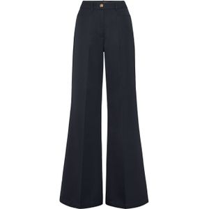 Philipp Plein - Marineblauw - Broeken - Wolgabardine - Palazzo-silhouet