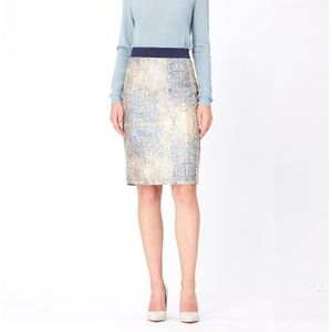 Bi-materiële - Korte Rok - Brokaat - Knie Lengte - Abstract Patroon