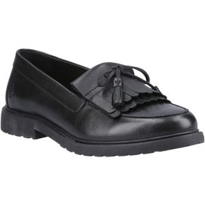 Hush Puppies Verity Kiltie Leren Dames Zwarte Instappers