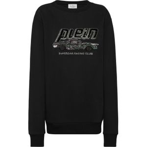 Philipp Plein - Pullover Round Neck LS Cars Racing - Sweatshirt - Zwart - Oversized Fleece