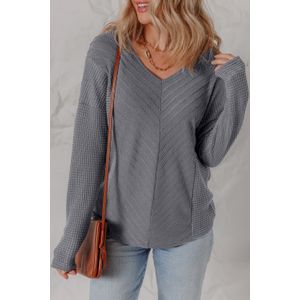 Textuur V-hals Langsleevetop