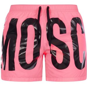 Moschino - Korte Zwemshort - Roze - Merkprint Logo