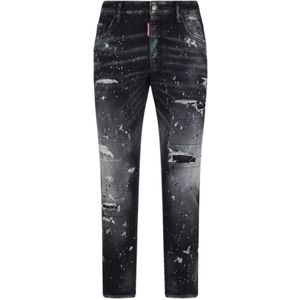 Dsquared2 - Skater Jean - Zwart - Slim Fit - Verfspetterontwerp