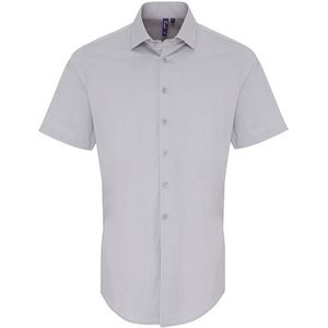 Premier Heren poplin stretch overhemd met korte mouwen