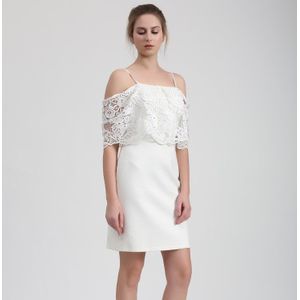 Bardot mini-jurk met kanten rand en off-shoulder