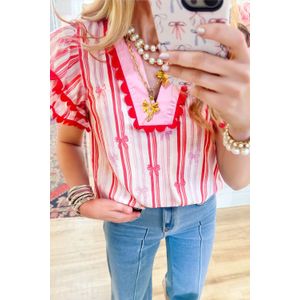 Strikprint Rimpelblouse