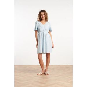 Smashed Lemon - 35005 - Korte Jurk - Lichtblauw - Geborduurde Bloemenprint