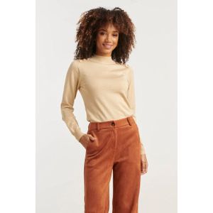 Smashed Lemon - Lurex Top - Zandkleurig - Damesgebreide Top