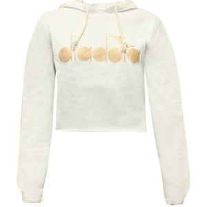 Diadora - Cropped Hoodie - Wit - Sweatshirt - Voor Vrouwen