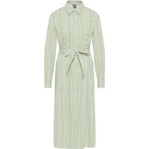 DreiMaster - Overhemd Blouse Jurk - Gebroken Wit Licht Olijfgroen