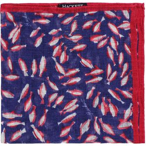 Hackett London - Linnen Zakdoeken - Navy/Rood - Koivissenprint