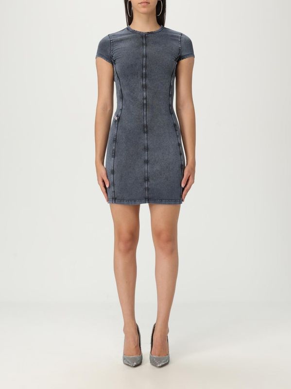 Diesel, Dames, Jurken, Grijs, Maat: L Denim,